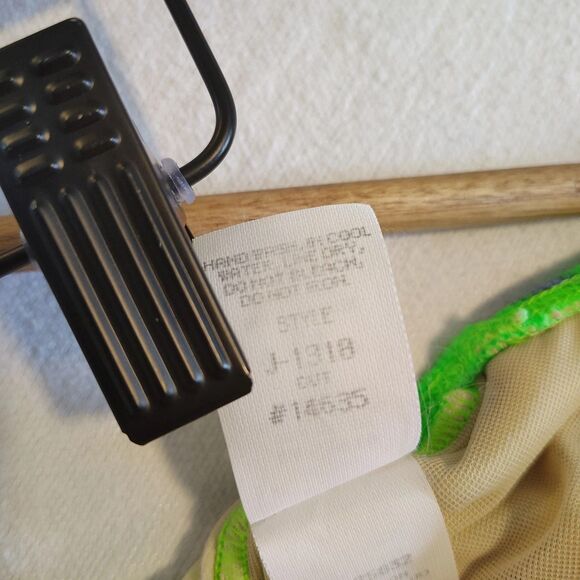 Vtg 90s LeBlanca 14 Green Neon Daisy One Piece Swimsuit High Cut Vintage Retro - Picture 7 of 9